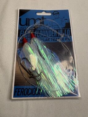 Uncle Mo's Tackle High Low White Mylar Teaser Fluke & Flounder Rig UMT-FF-MLR-1